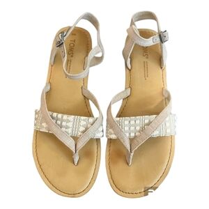 Toms Lexie Diamond Tribal Flat Sandals - Strappy Thong Sandals